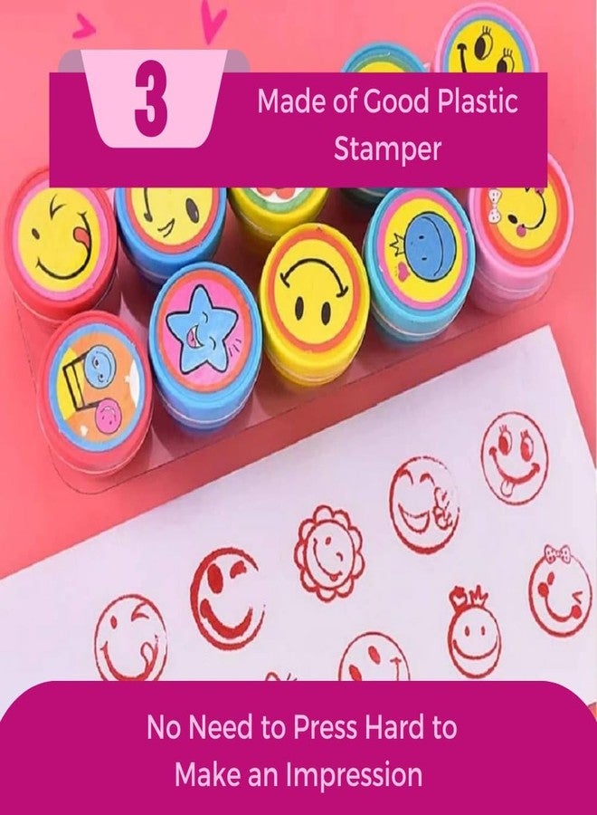 RKZ® Emoji Stamps for Kids - Emoji Stamp, Educational Toys Art and Craft School Supplies, Coloring & Stamping Set for Girls & Boys 3 Years +, Multicolor Learning Toys (Pack of 10 Pcs) - Image 4